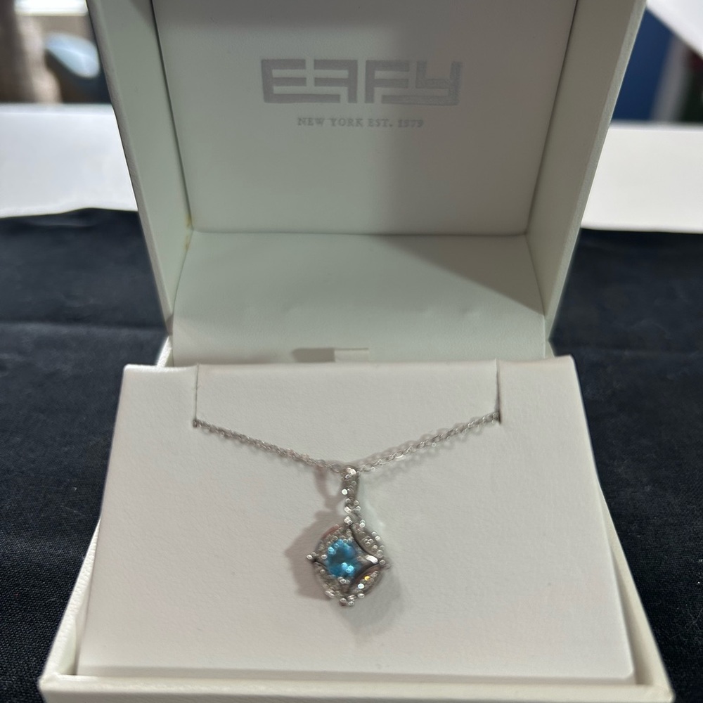 Effy Convertible Blue Topaz and Diamond 925 Necklace